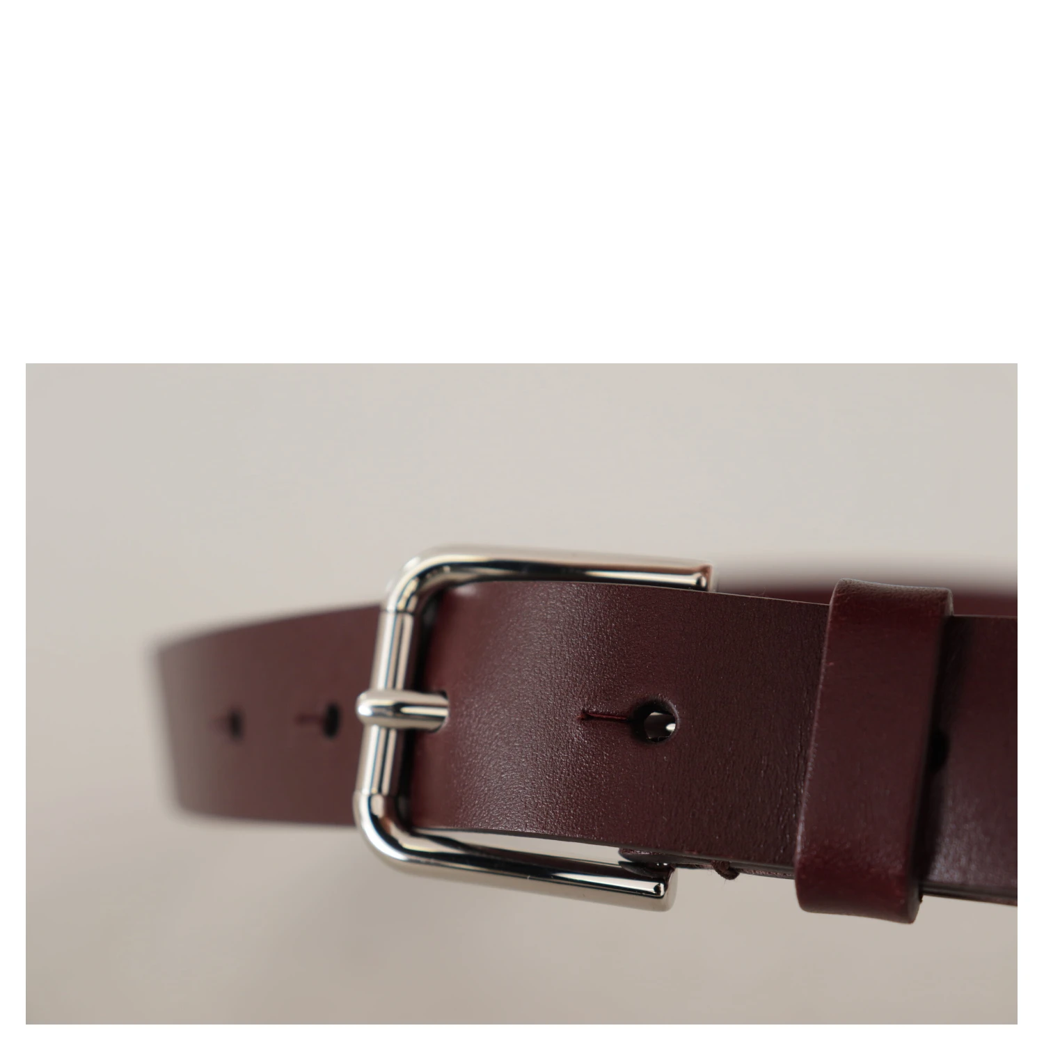 Maroon Calf Leather Silver Tone Metal Buckle Belt