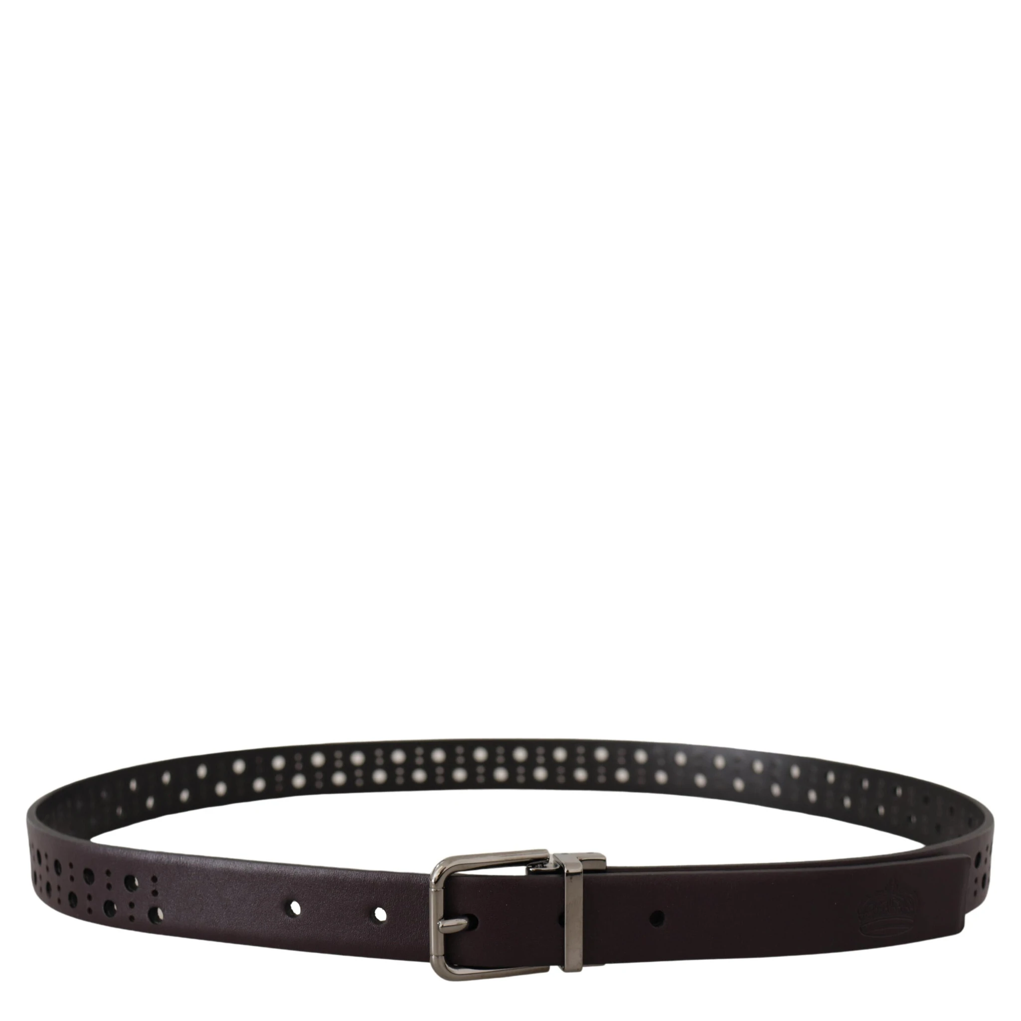 Dark Purple Perforated Leather Metal Buckle Belt