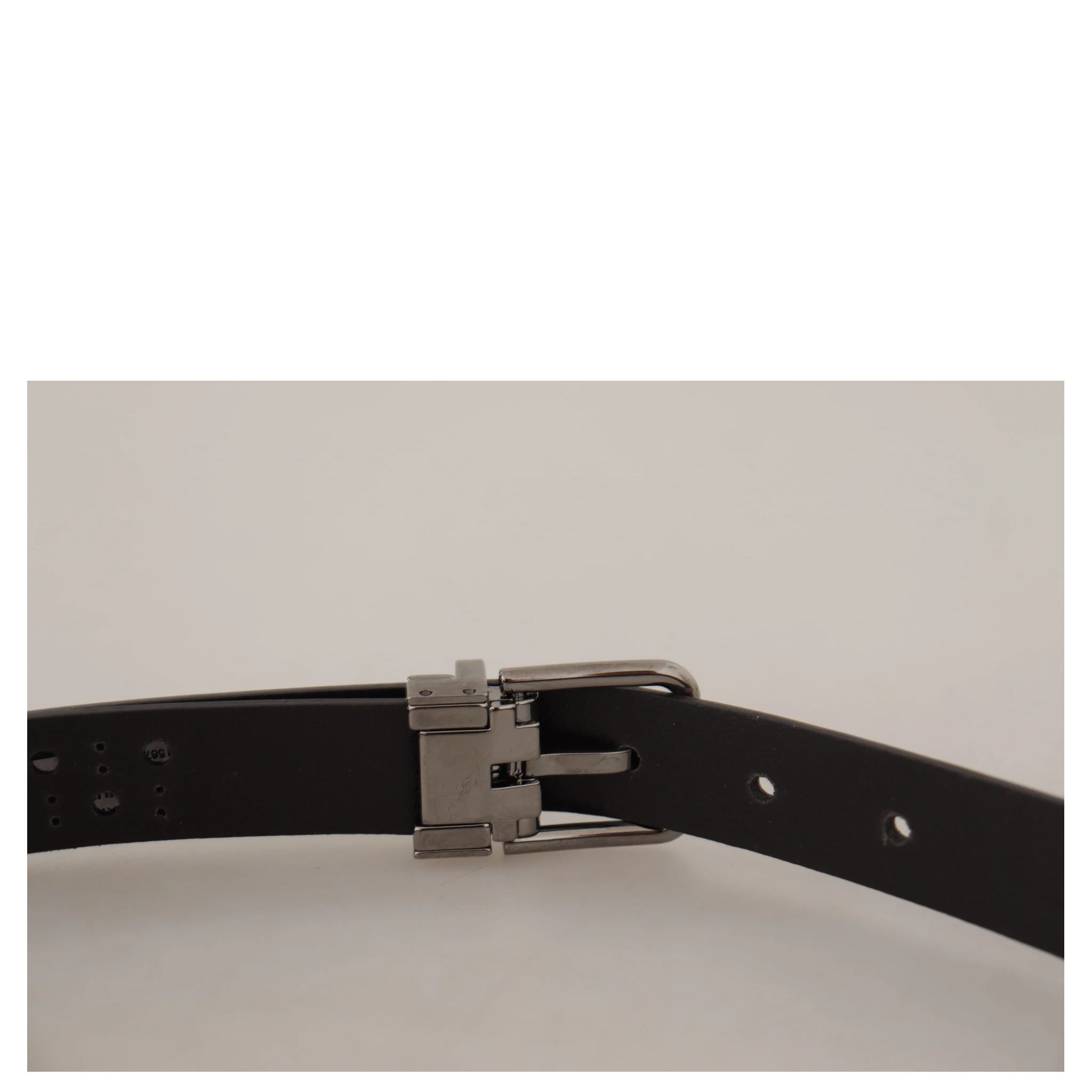 Dark Purple Perforated Leather Metal Buckle Belt