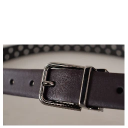 Dark Purple Perforated Leather Metal Buckle Belt