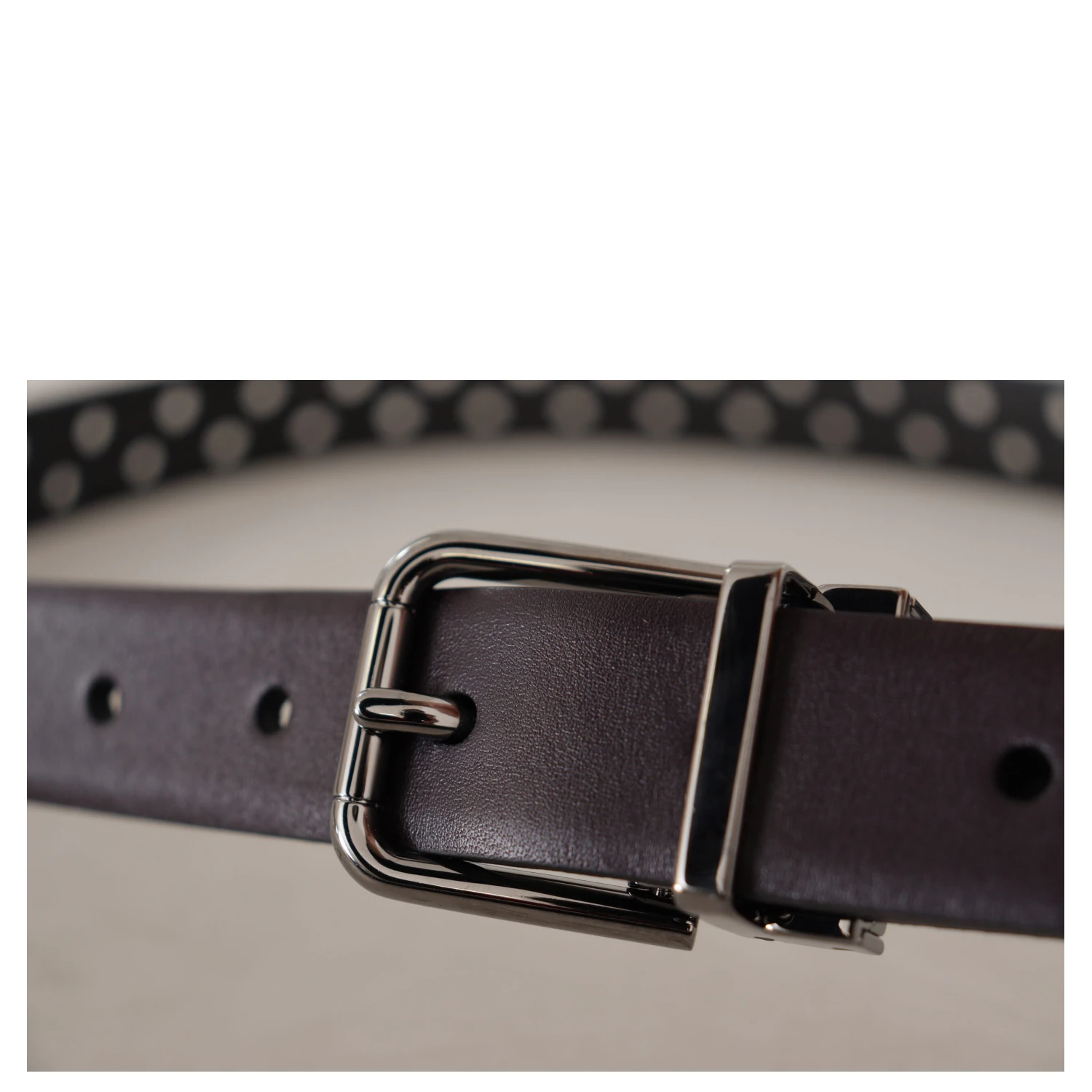 Dark Purple Perforated Leather Metal Buckle Belt
