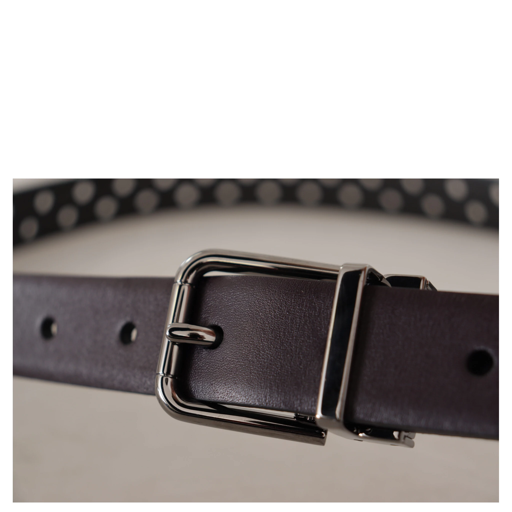 Dark Purple Perforated Leather Metal Buckle Belt
