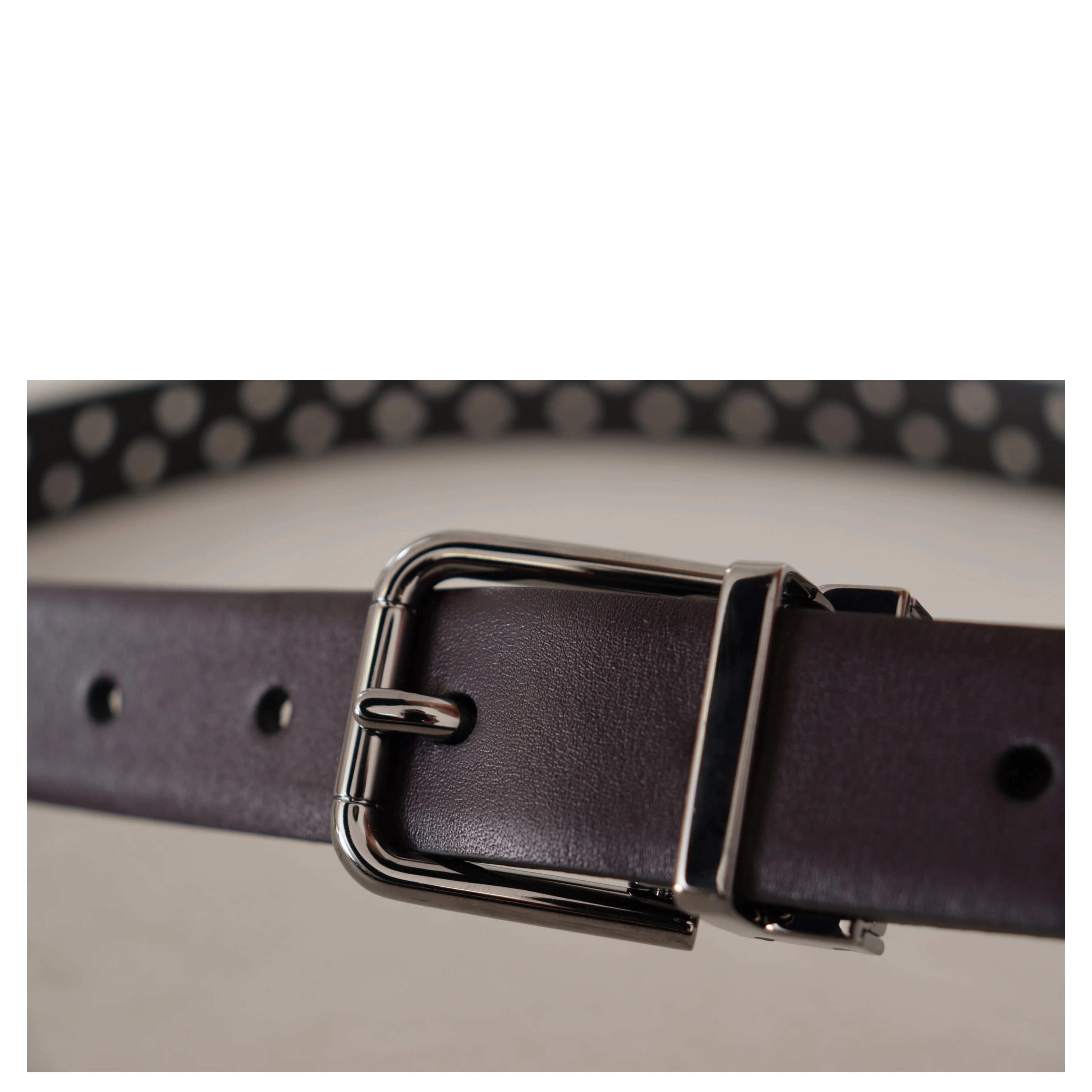 Dark Purple Perforated Leather Metal Buckle Belt
