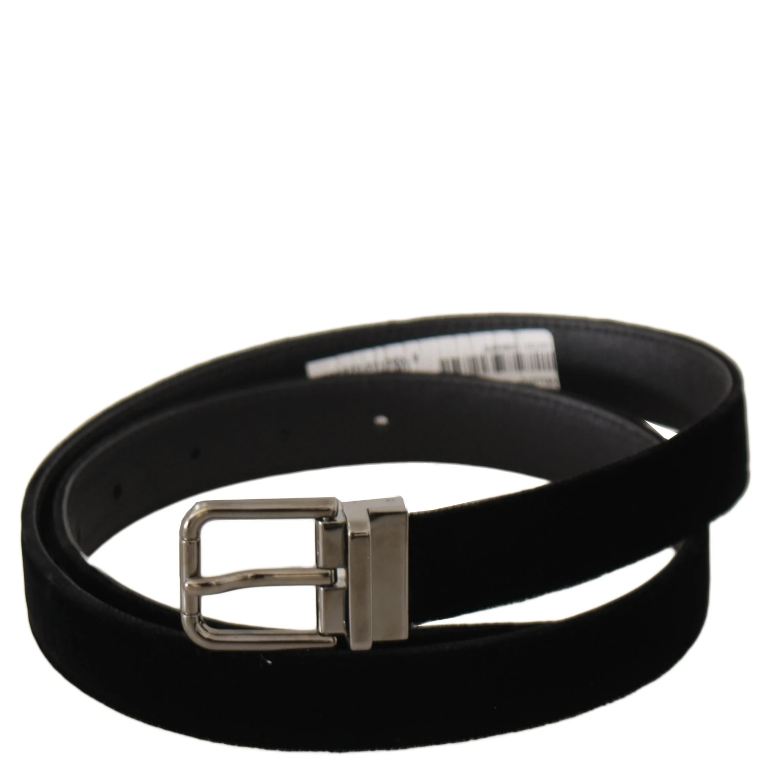 Black Classic Velvet Logo Engraved Metal Buckle Belt