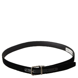 Black Classic Velvet Logo Engraved Metal Buckle Belt