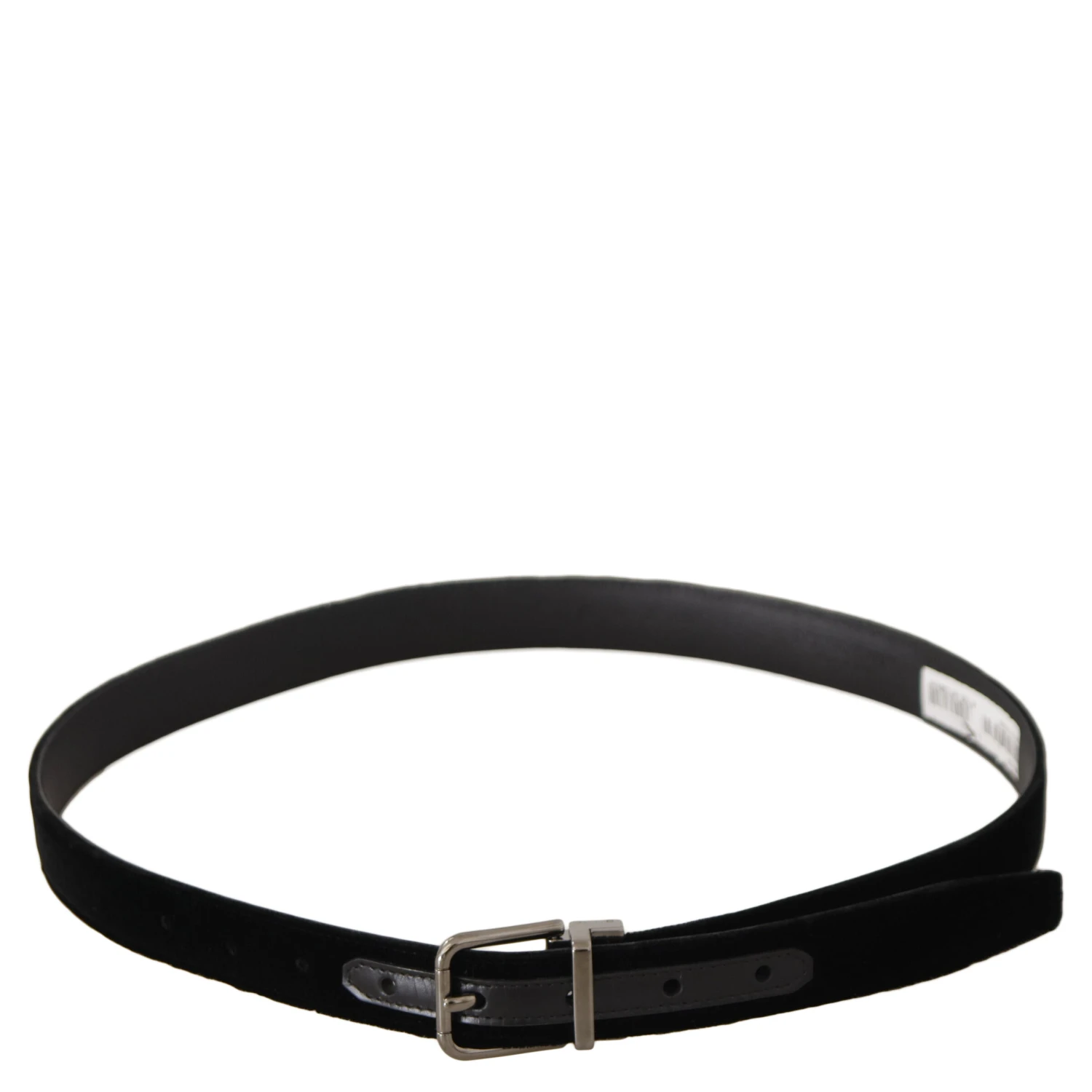 Black Classic Velvet Logo Engraved Metal Buckle Belt