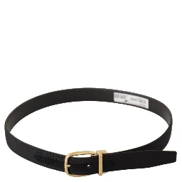 Black Canvas Leather Gold Metal Buckle Belt
