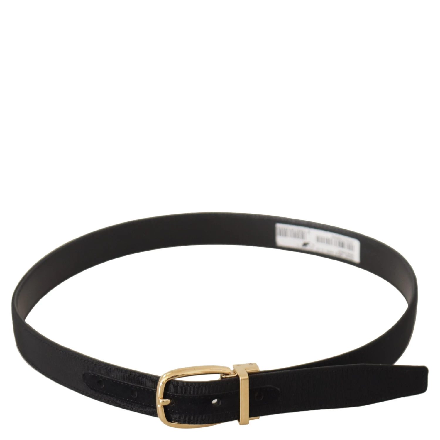 Black Canvas Leather Gold Metal Buckle Belt