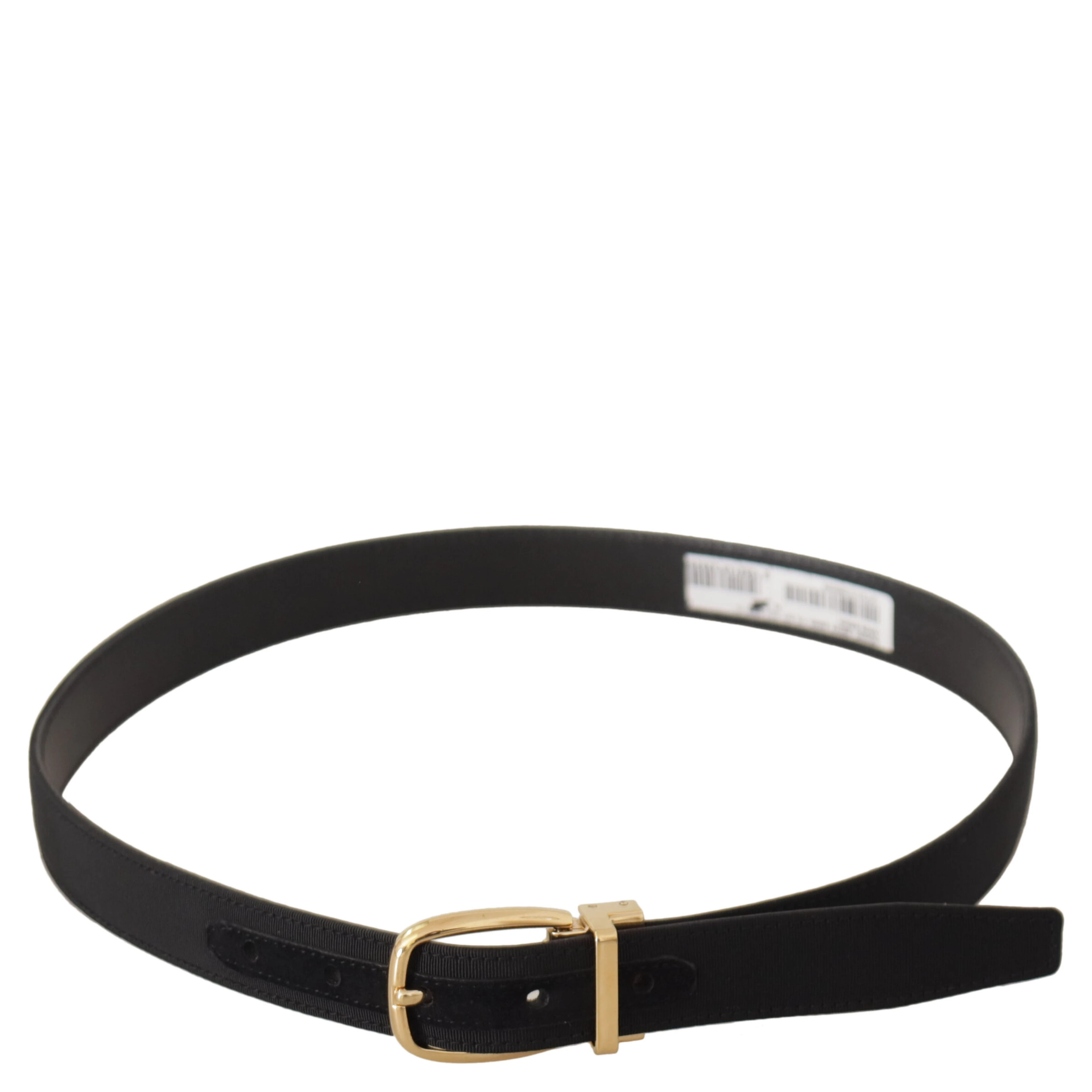 Black Canvas Leather Gold Metal Buckle Belt