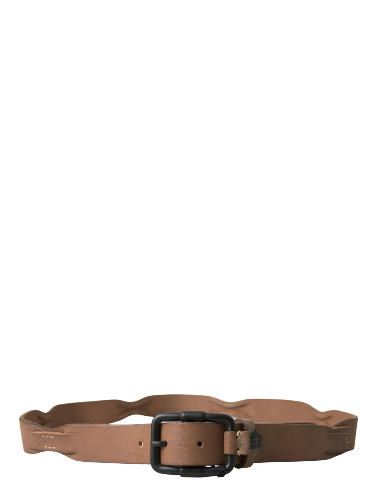 Brown Leather Metal Buckle Waist Men Belt