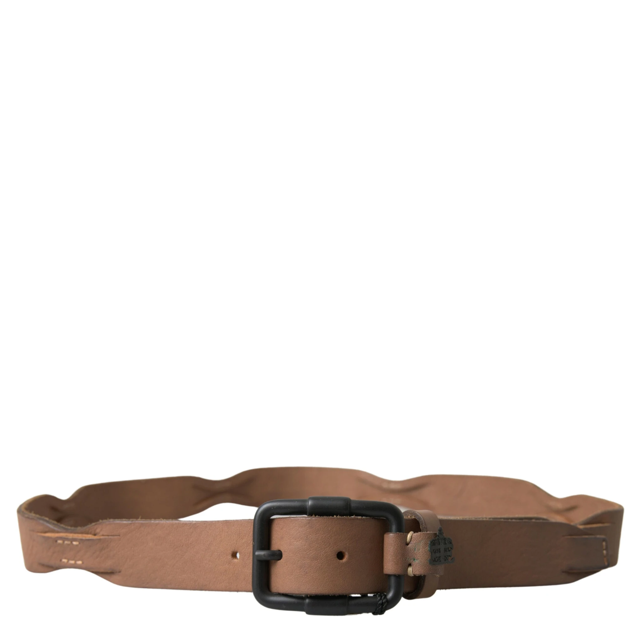 Brown Leather Metal Buckle Waist Men Belt