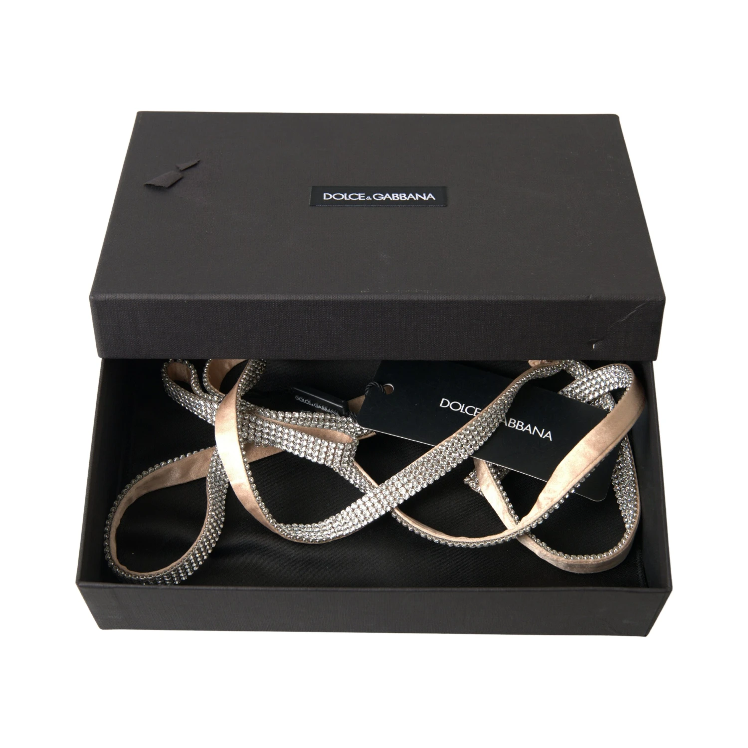 Beige Silk Clear Crystal Bow Waist Belt