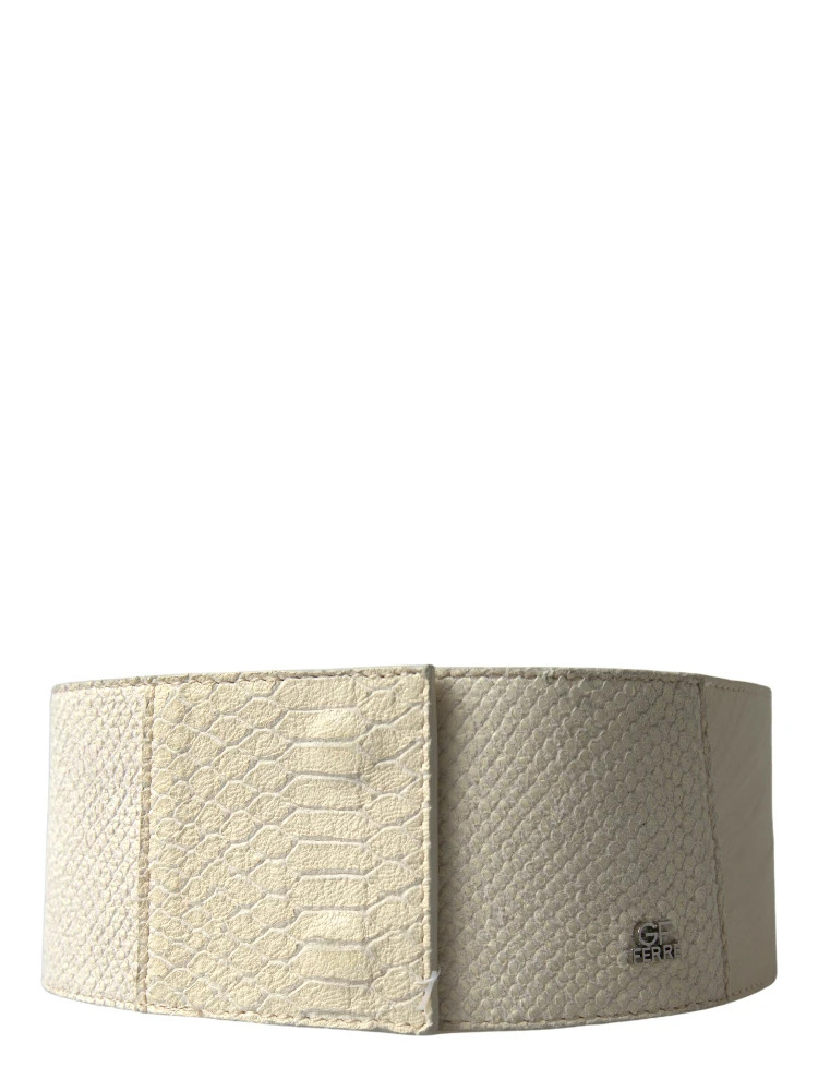 Off White Waxed Cotton Wide Fashion Waistband Belt