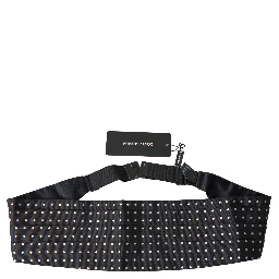 Black Silk Polka Waist Tuxedo Belt Cummerbund