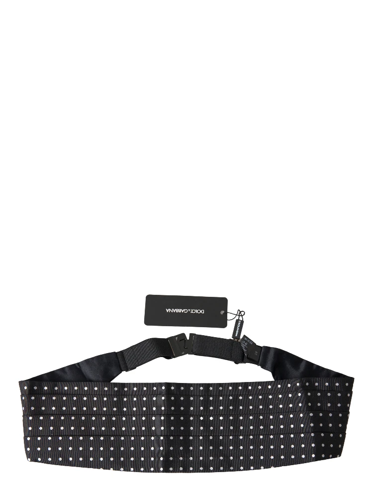 Black Silk Polka Waist Tuxedo Belt Cummerbund