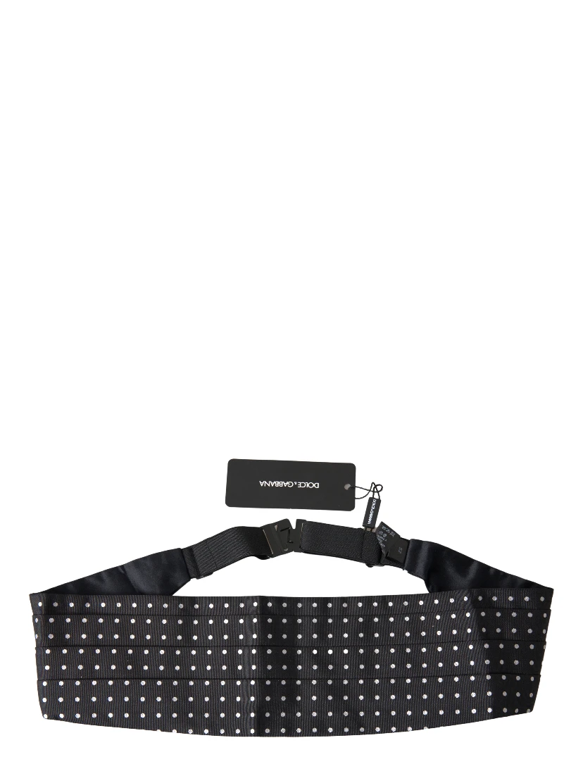 Black Silk Polka Waist Tuxedo Belt Cummerbund