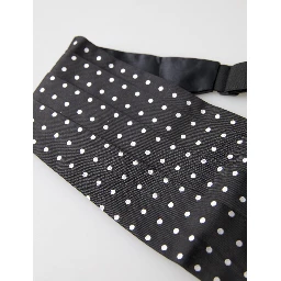Black Silk Polka Waist Tuxedo Belt Cummerbund