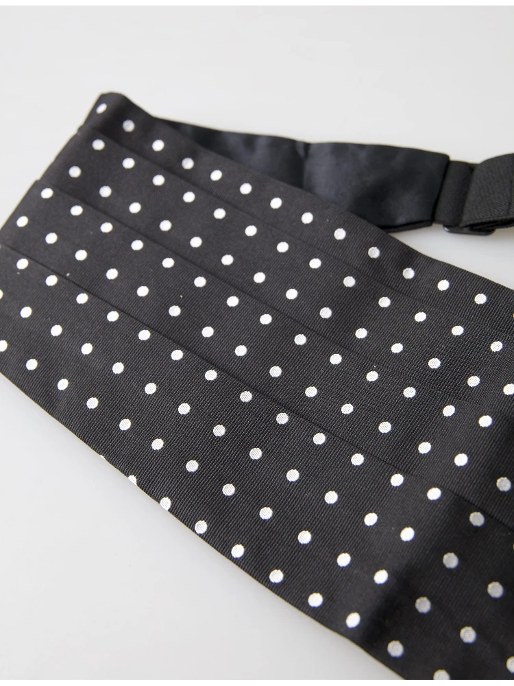 Black Silk Polka Waist Tuxedo Belt Cummerbund alternative