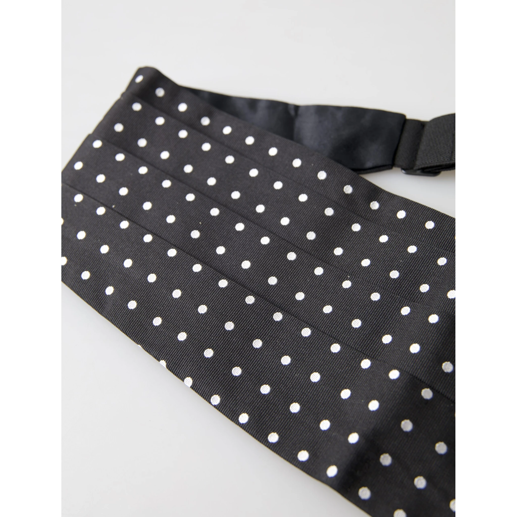 Black Silk Polka Waist Tuxedo Belt Cummerbund