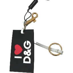Black Silicone DG Logo Gold Brass Keychain