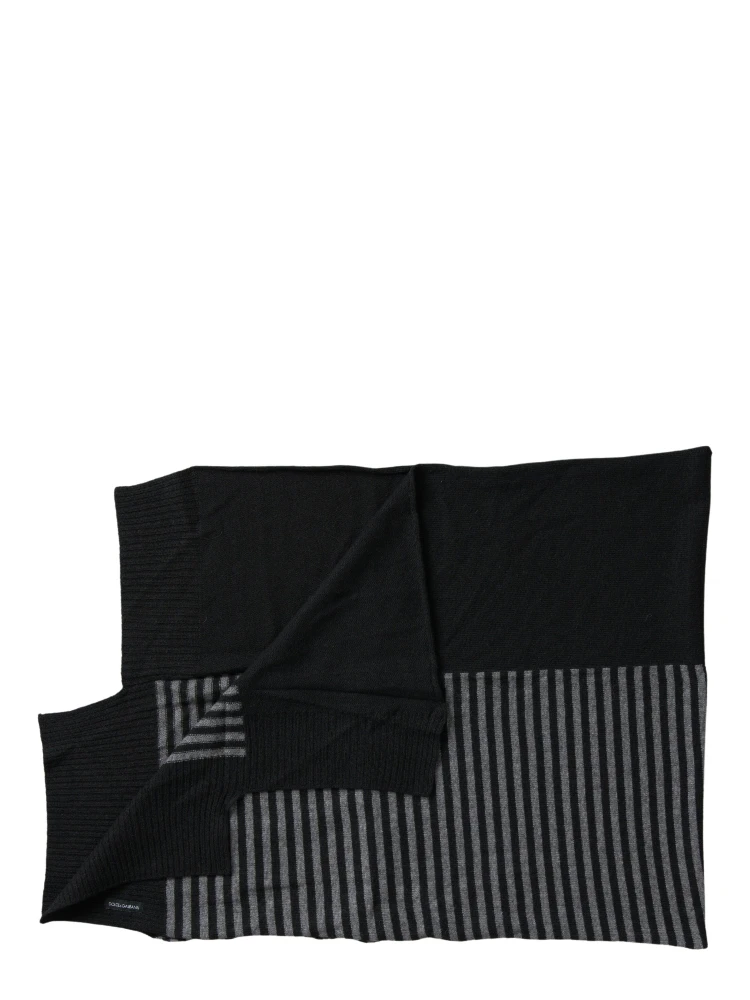 Black Gray Stripe Wool Neck Wrap Shawl Scarf alternative