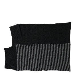 Black Gray Stripe Wool Neck Wrap Shawl Scarf