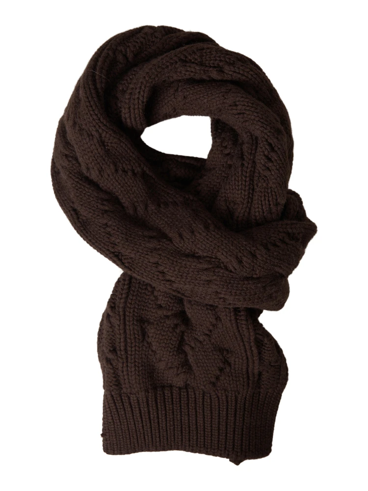 Brown Cashmere Knit Neck Wrap Shawl Scarf