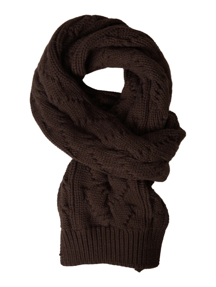 Brown Cashmere Knit Neck Wrap Shawl Scarf