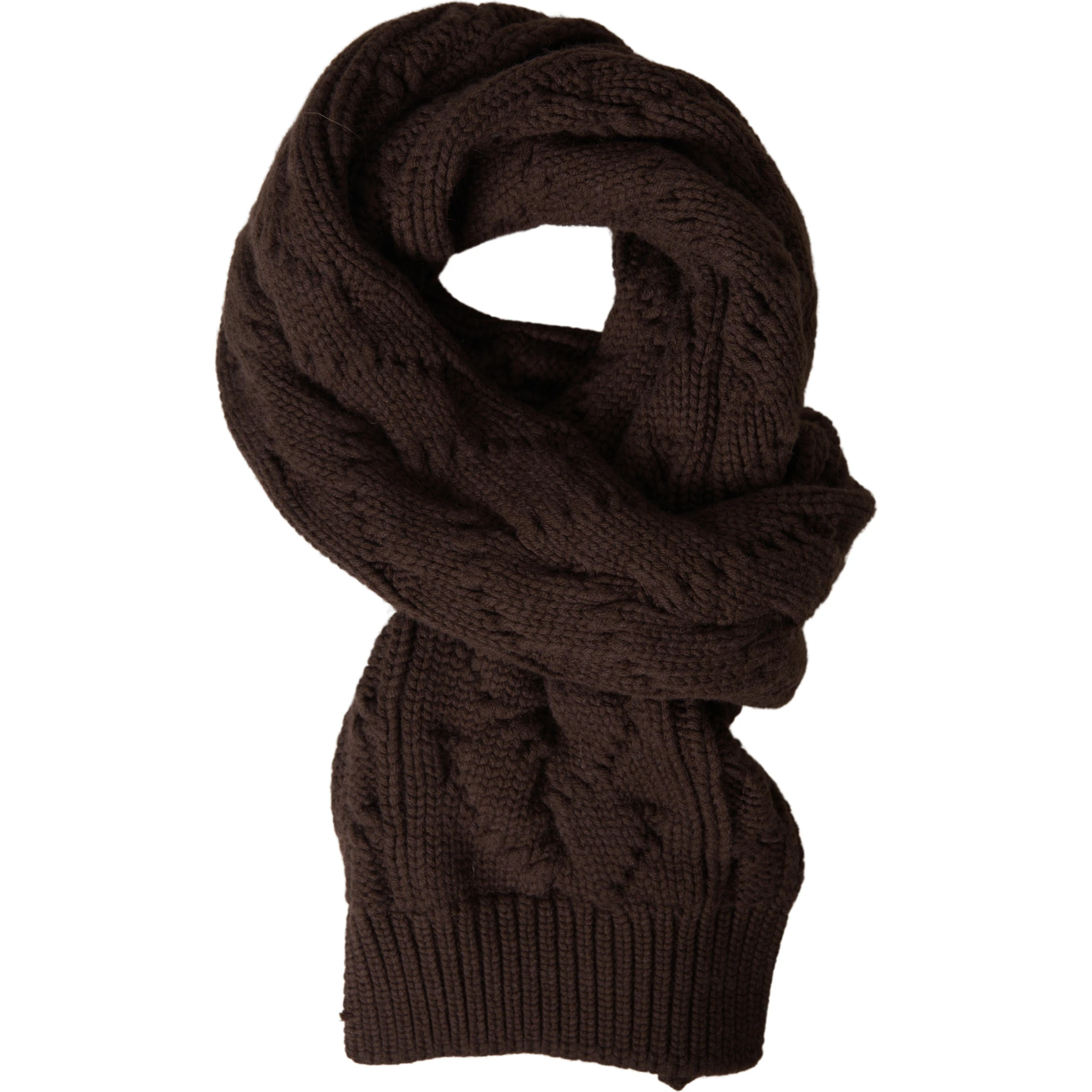 Brown Cashmere Knit Neck Wrap Shawl Scarf