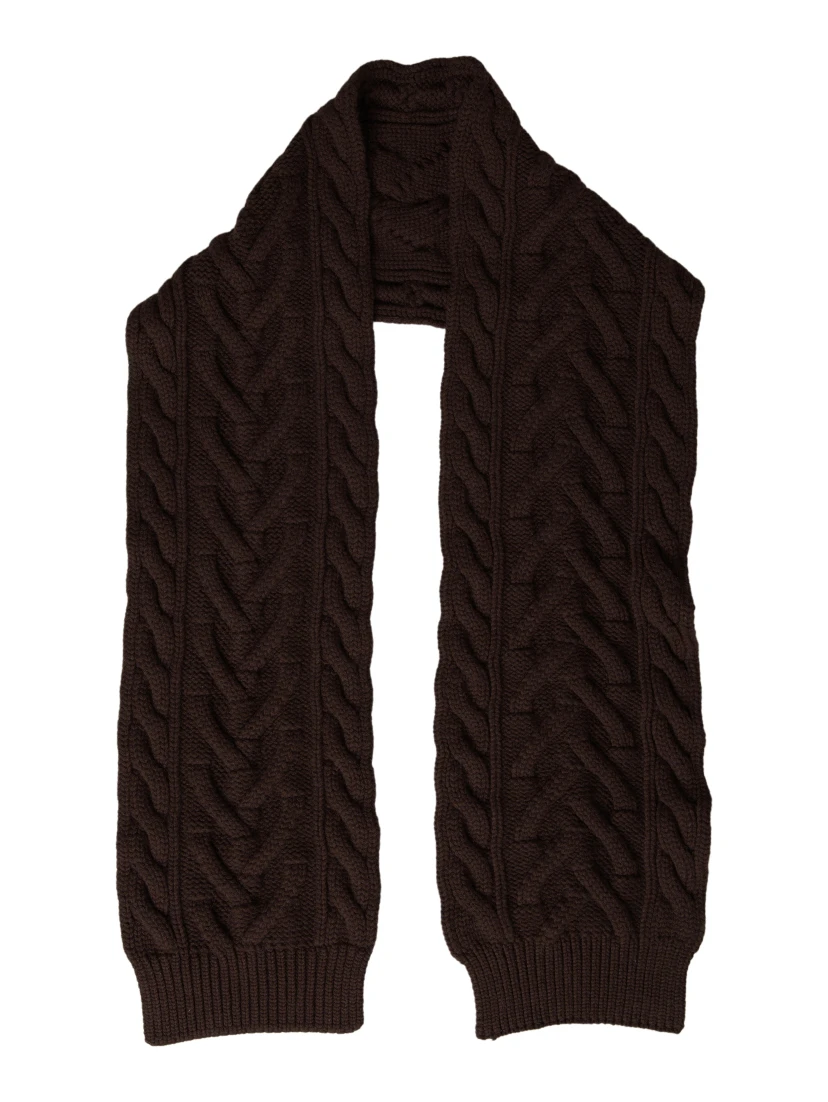 Brown Cashmere Knit Neck Wrap Shawl Scarf