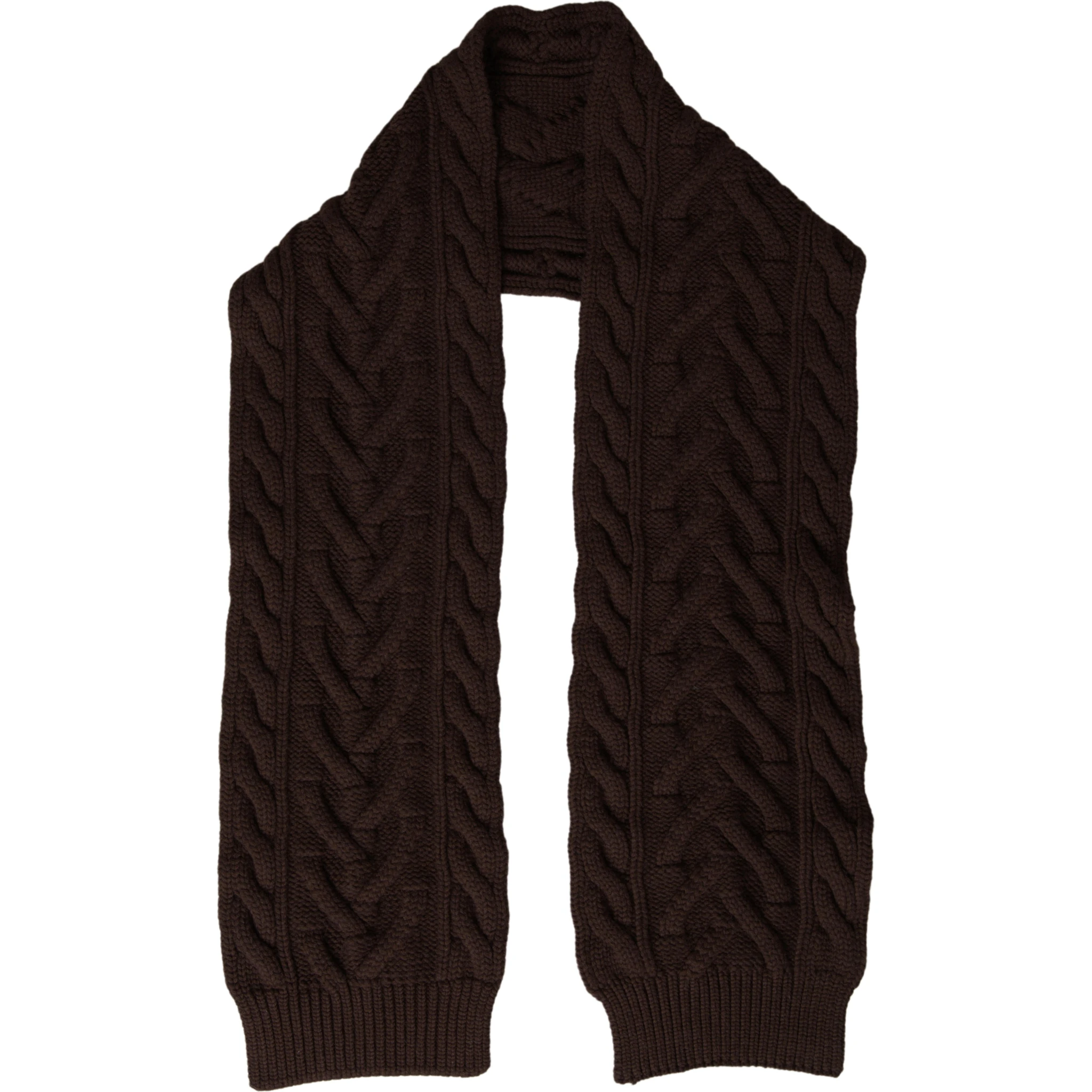 Brown Cashmere Knit Neck Wrap Shawl Scarf