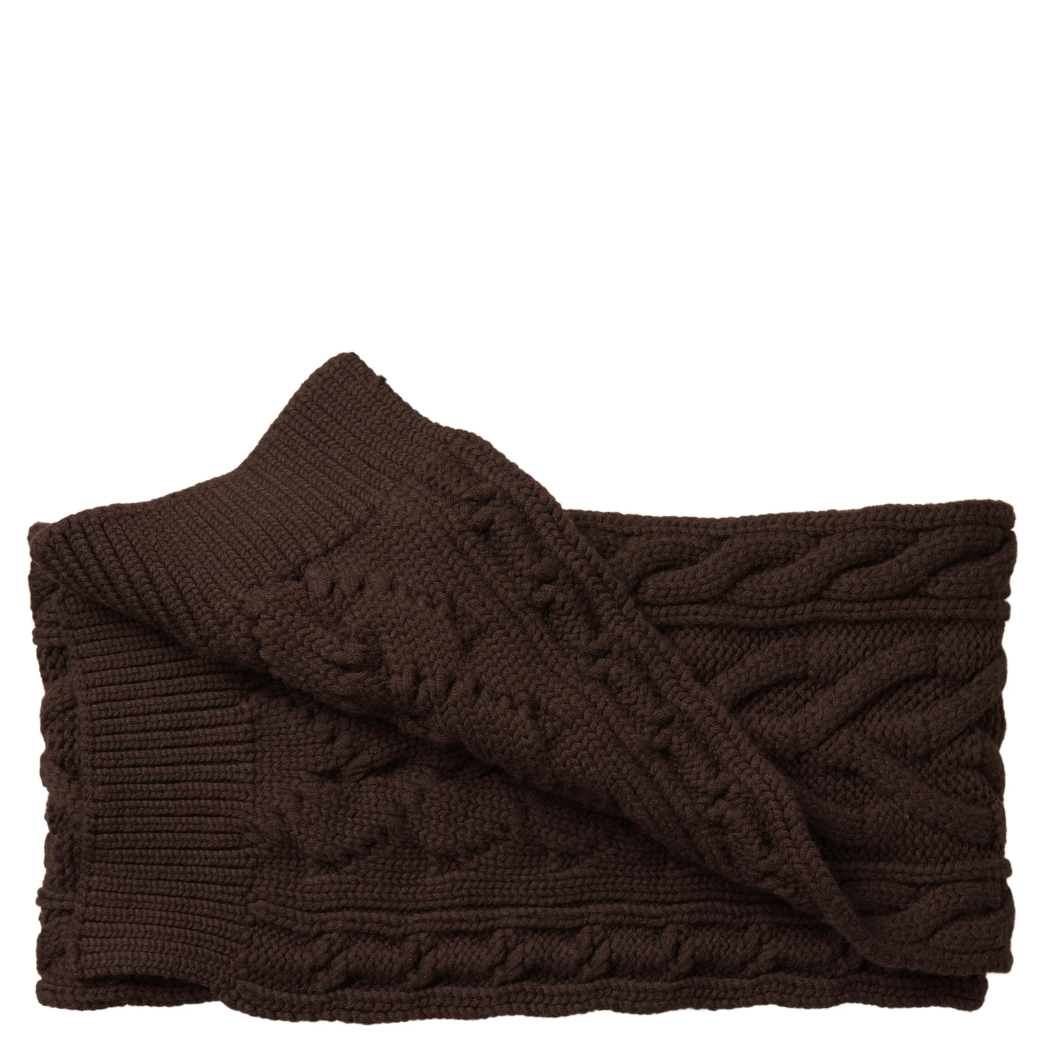 Brown Cashmere Knit Neck Wrap Shawl Scarf