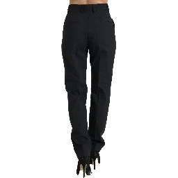Black Wool High Waist Tapered Pants