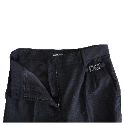 Black Wool High Waist Tapered Pants