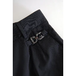 Black Wool High Waist Tapered Pants