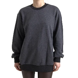 Dark Gray Cotton Crew Neck Pullover Sweater
