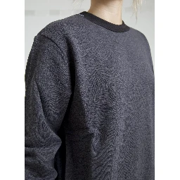 Dark Gray Cotton Crew Neck Pullover Sweater