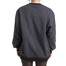 Dark Gray Cotton Crew Neck Pullover Sweater