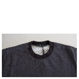 Dark Gray Cotton Crew Neck Pullover Sweater
