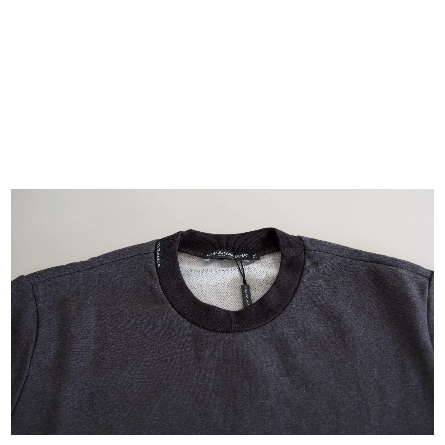 Dark Gray Cotton Crew Neck Pullover Sweater