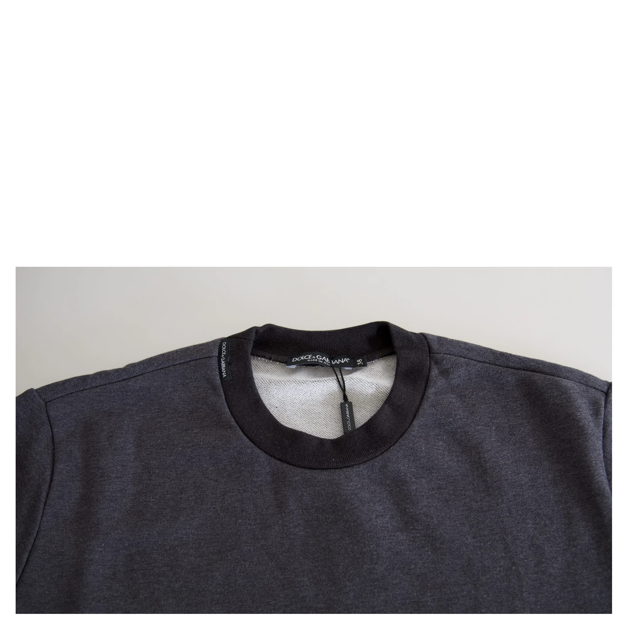 Dark Gray Cotton Crew Neck Pullover Sweater