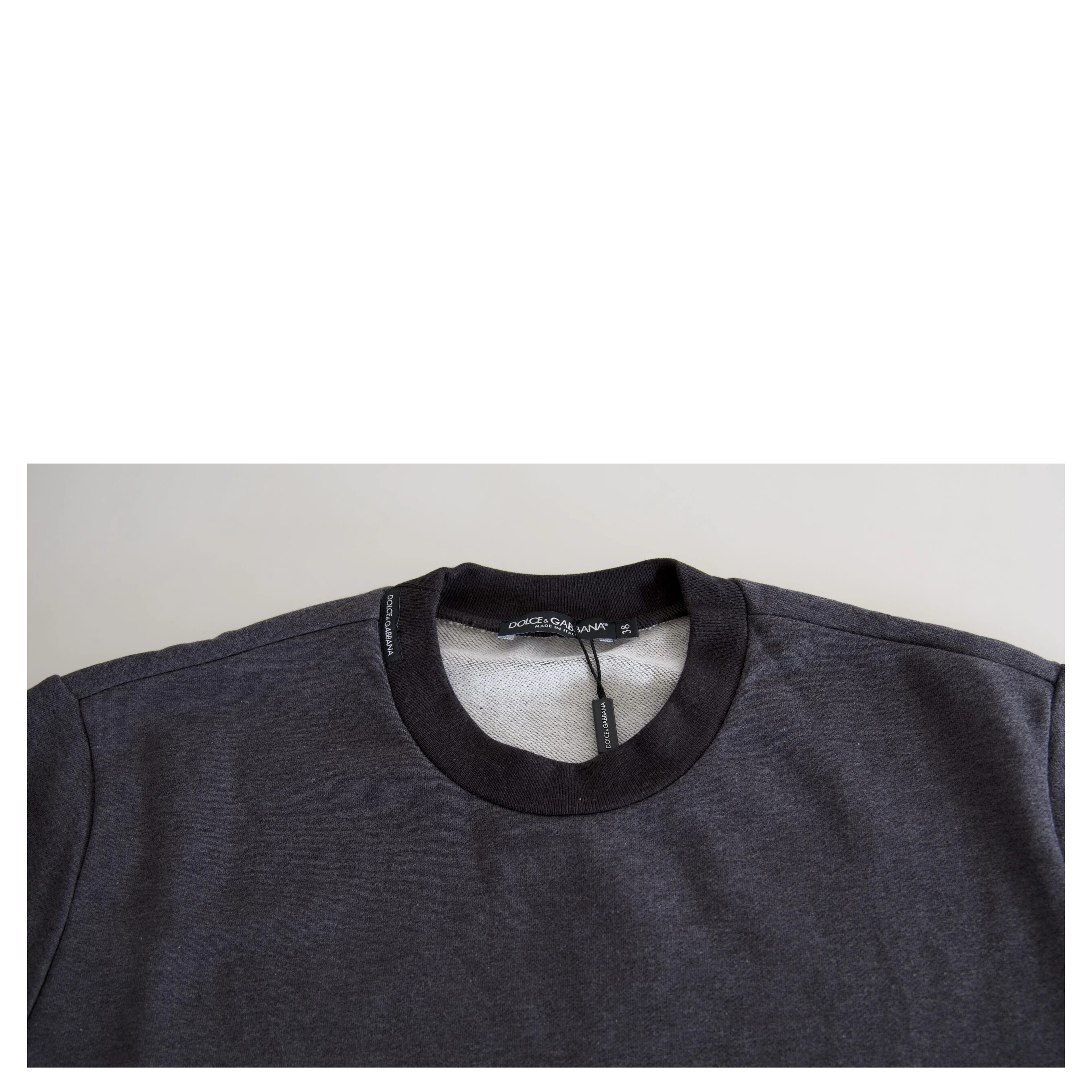 Dark Gray Cotton Crew Neck Pullover Sweater