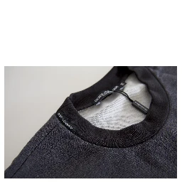 Dark Gray Cotton Crew Neck Pullover Sweater