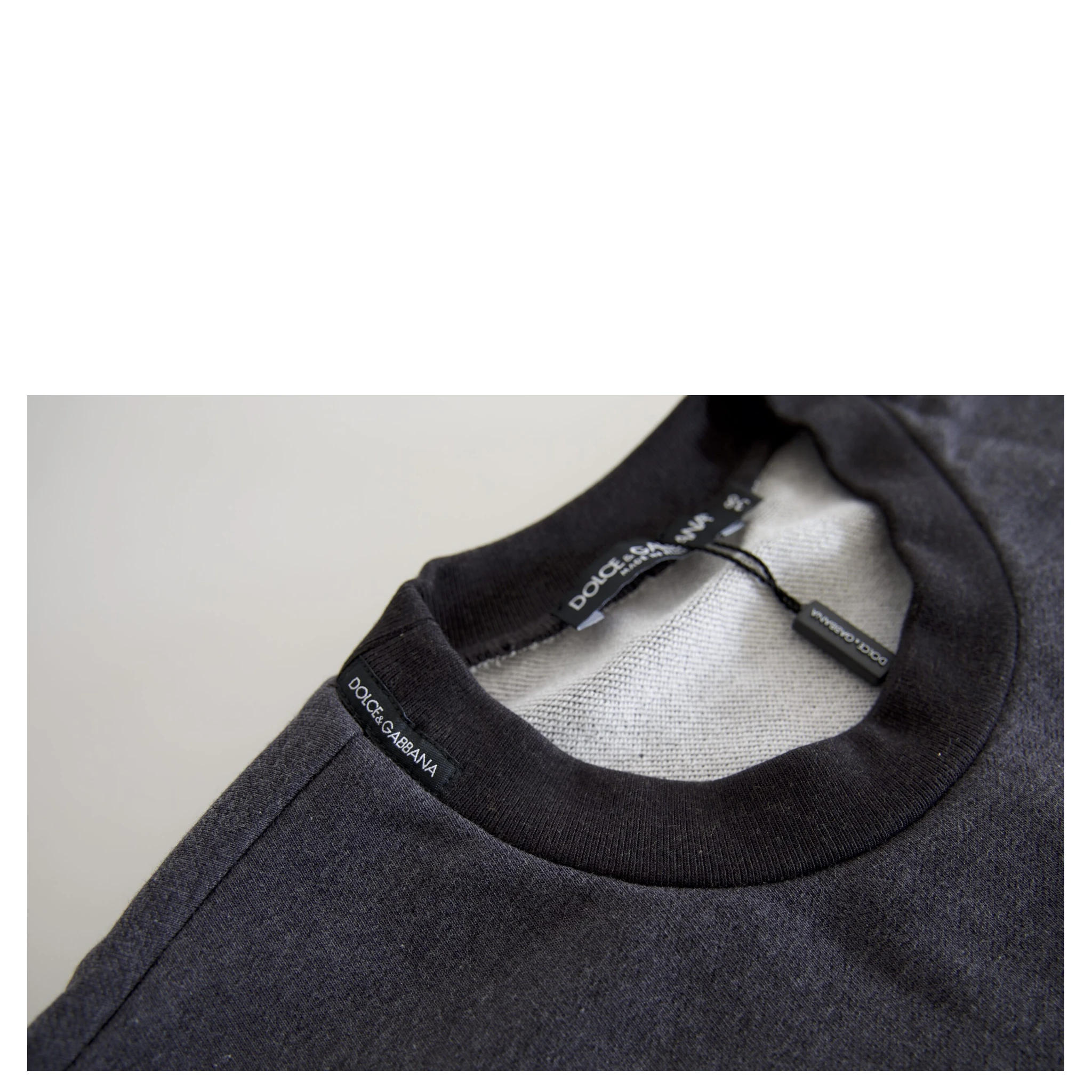 Dark Gray Cotton Crew Neck Pullover Sweater