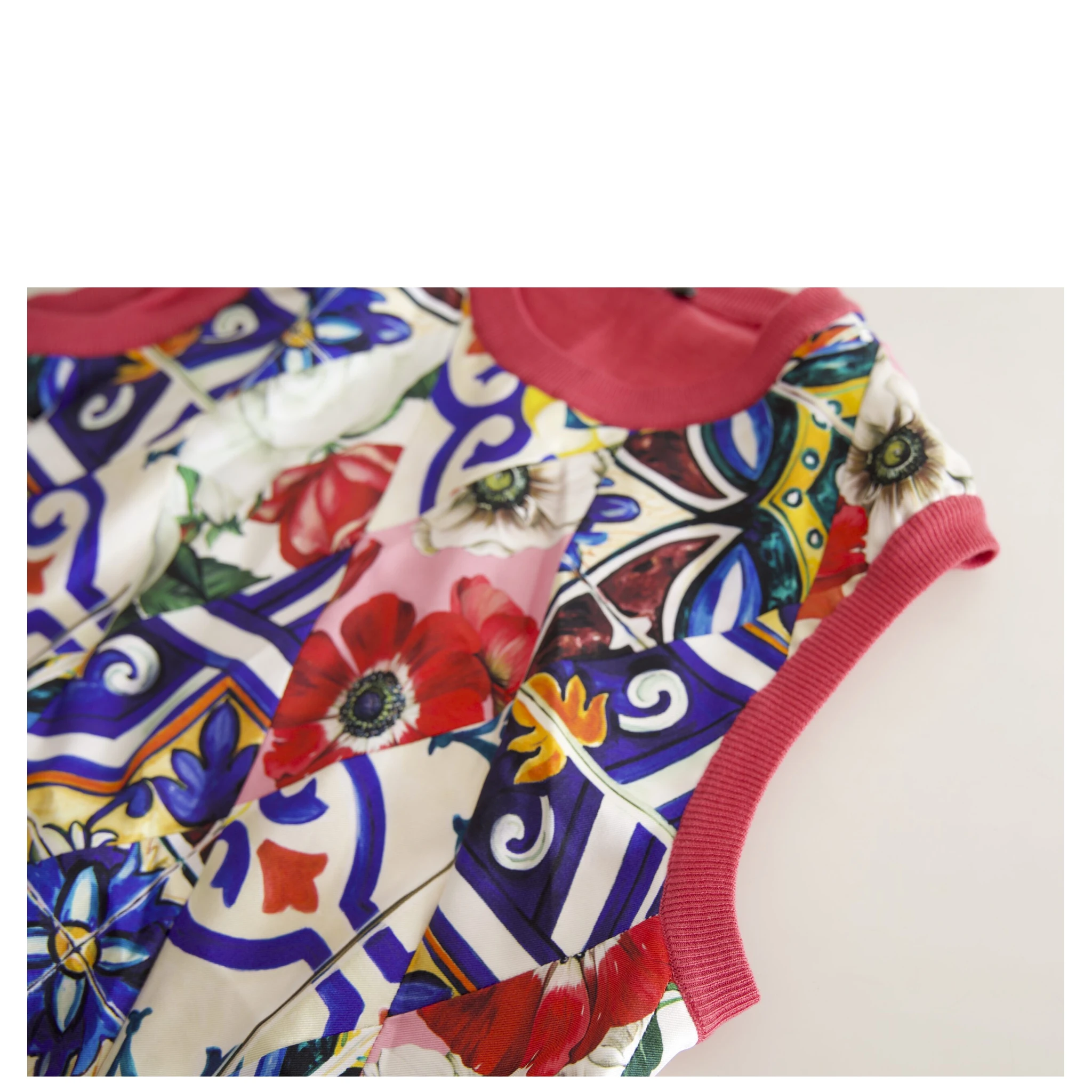 Multicolor Majolica Floral Crew Neck Tank Top
