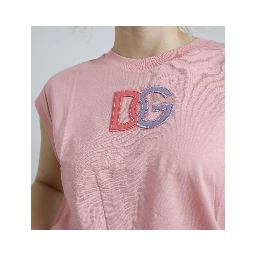 Pink Cotton DG Logo Crew Neck Tank T-shirt