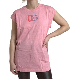 Pink Cotton DG Logo Crew Neck Tank T-shirt