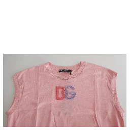 Pink Cotton DG Logo Crew Neck Tank T-shirt