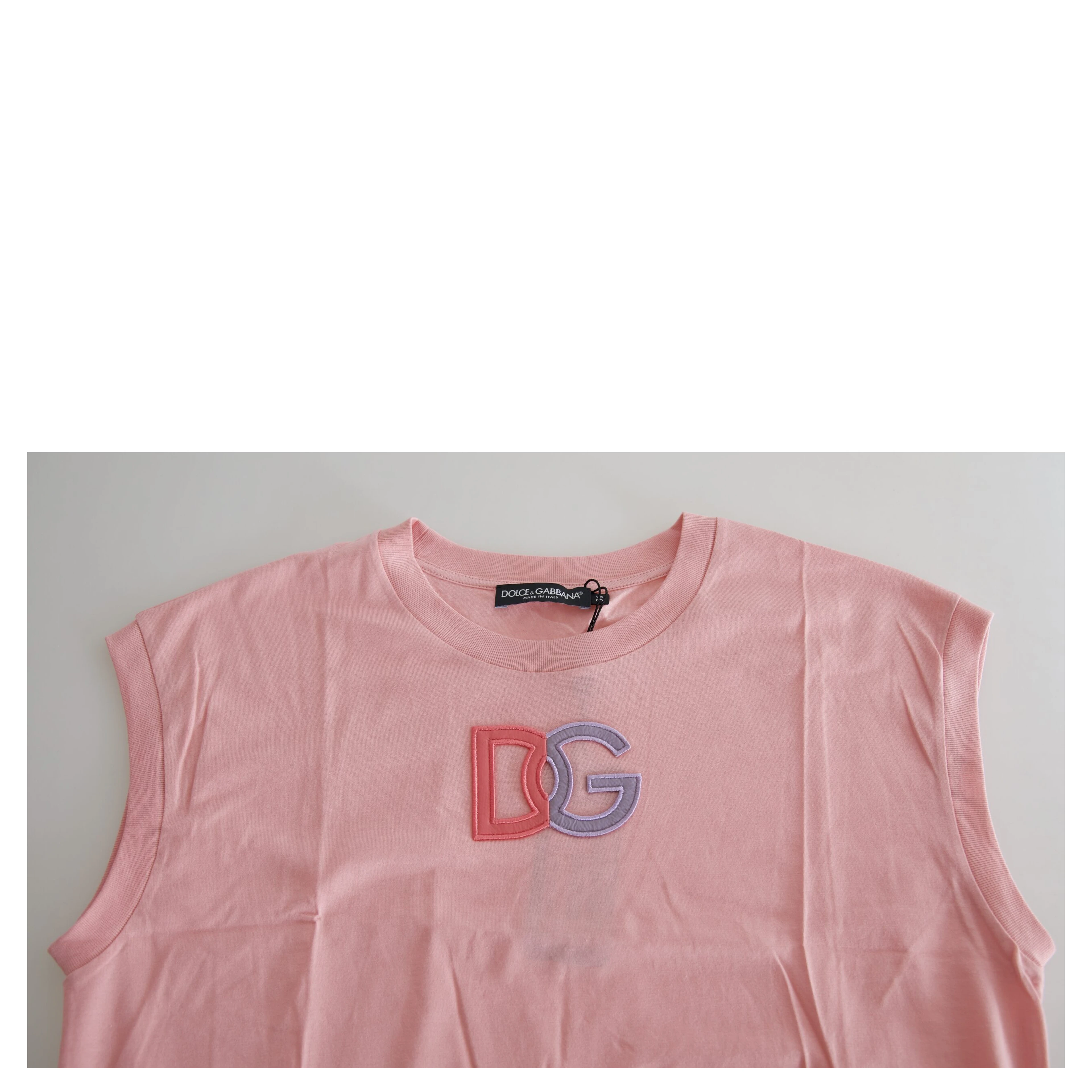 Pink Cotton DG Logo Crew Neck Tank T-shirt