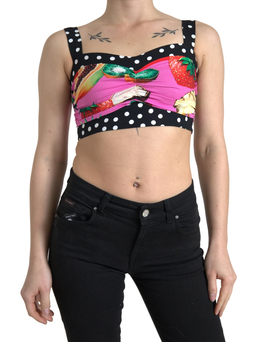 Multicolor Silk Cropped Bustier Corset Top